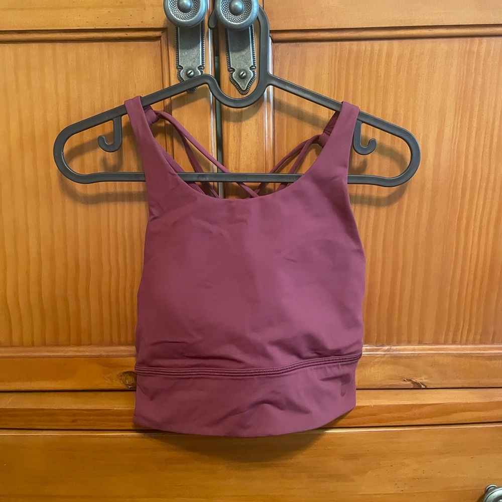 Lululemon energy longline Sports Bra size 8 in Maroon color.